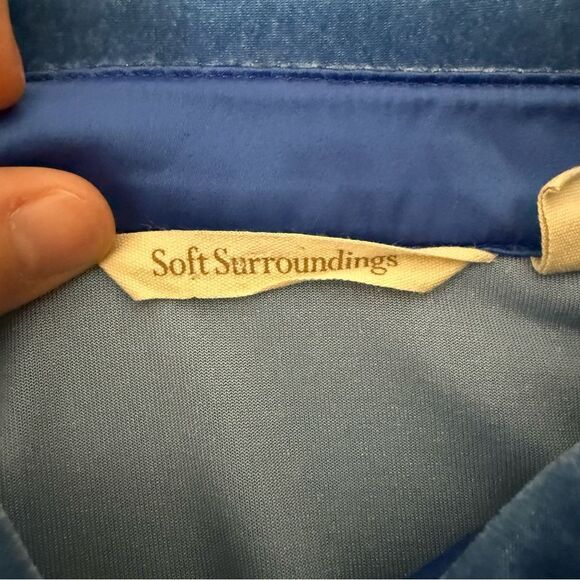 Soft Surroundings Boyfriend Shirt Womens Sz M Blue Velvet Long Sleeve Button Up - Picture 9 of 13